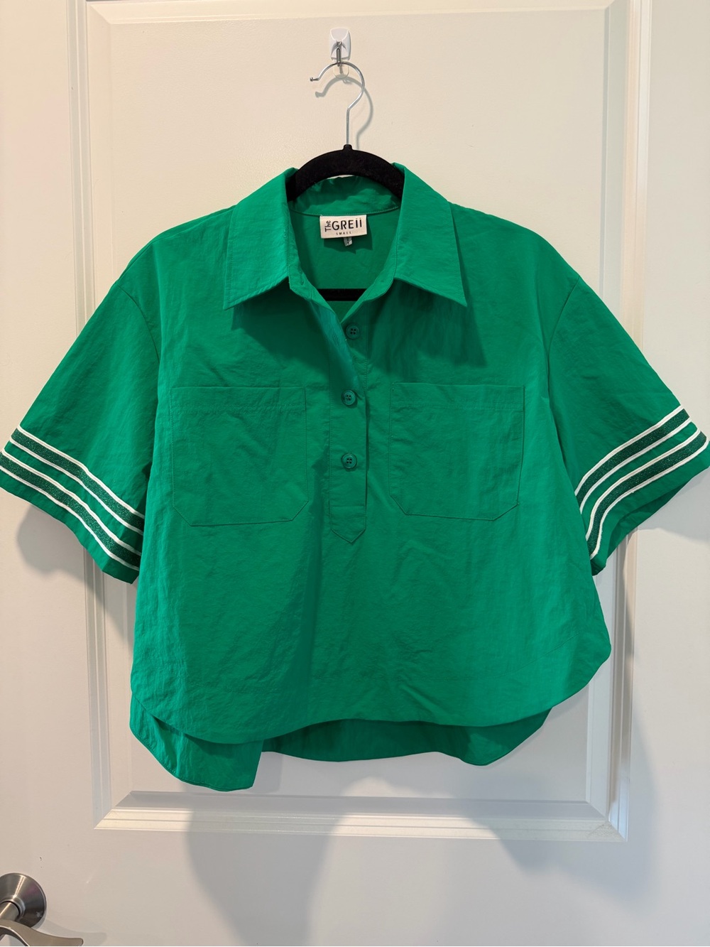 Green Short-Sleeve Polo Top